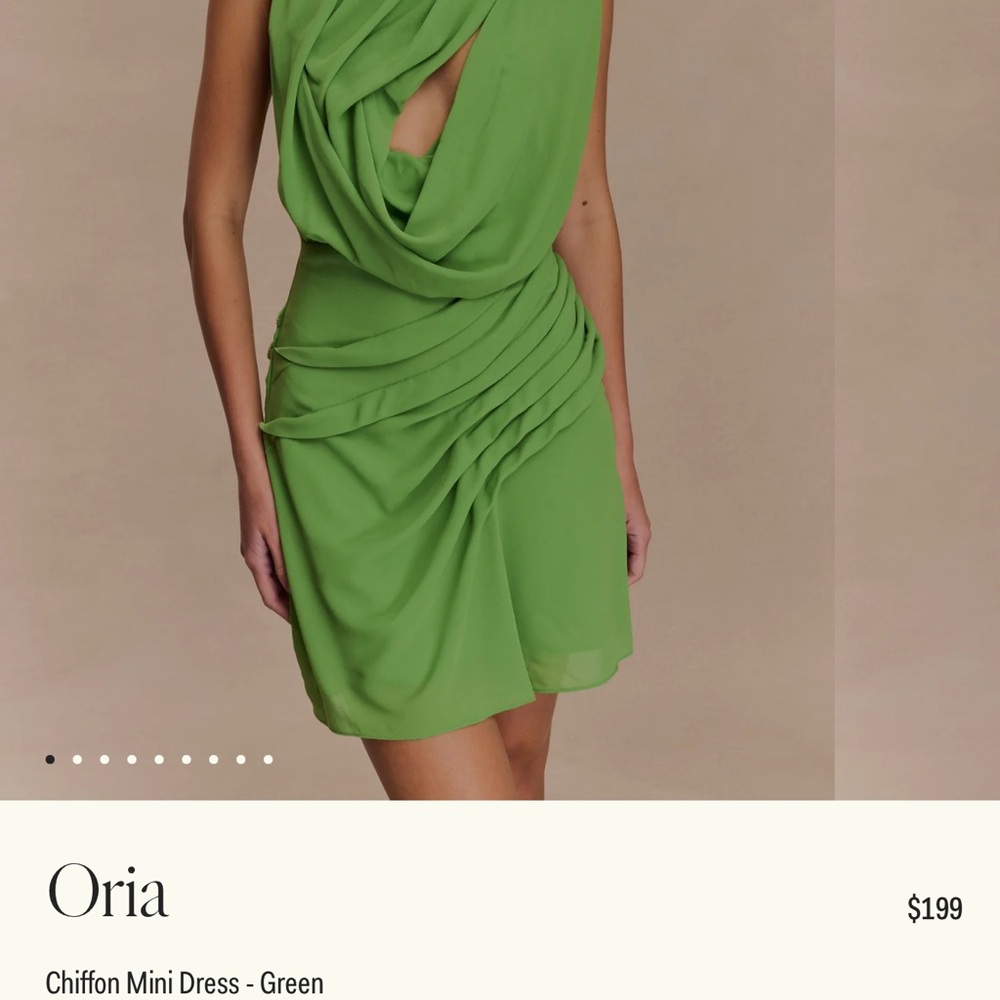 Meshki Green Asymmetrical Ruched Mini Dress